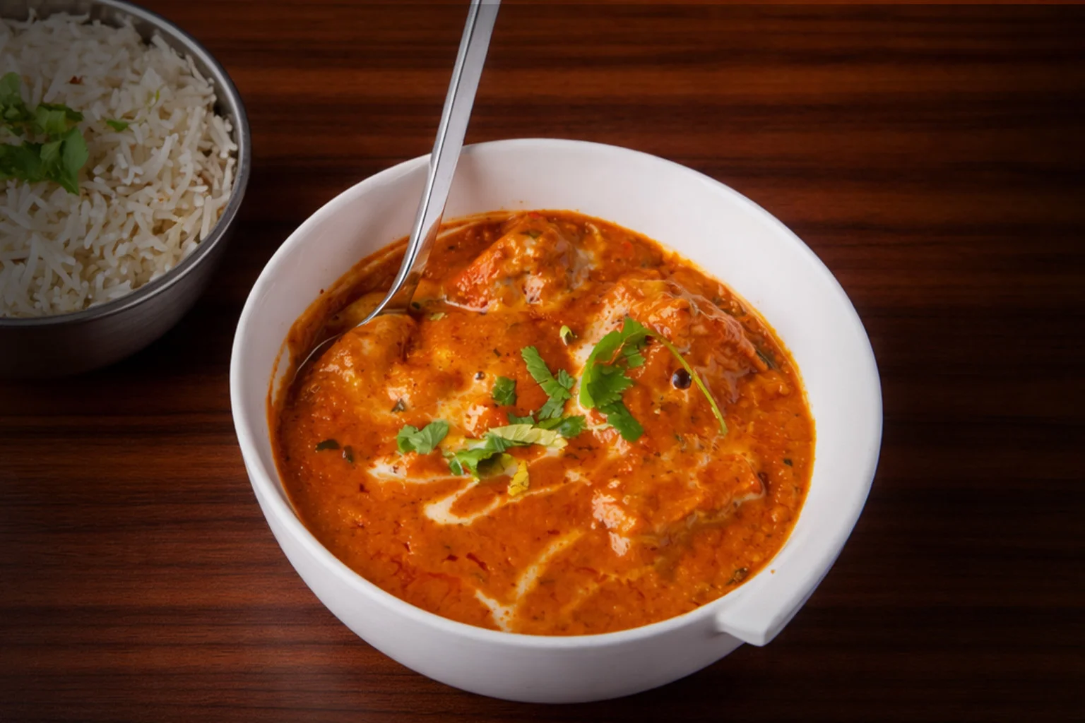 Authentic Indian meal served at table