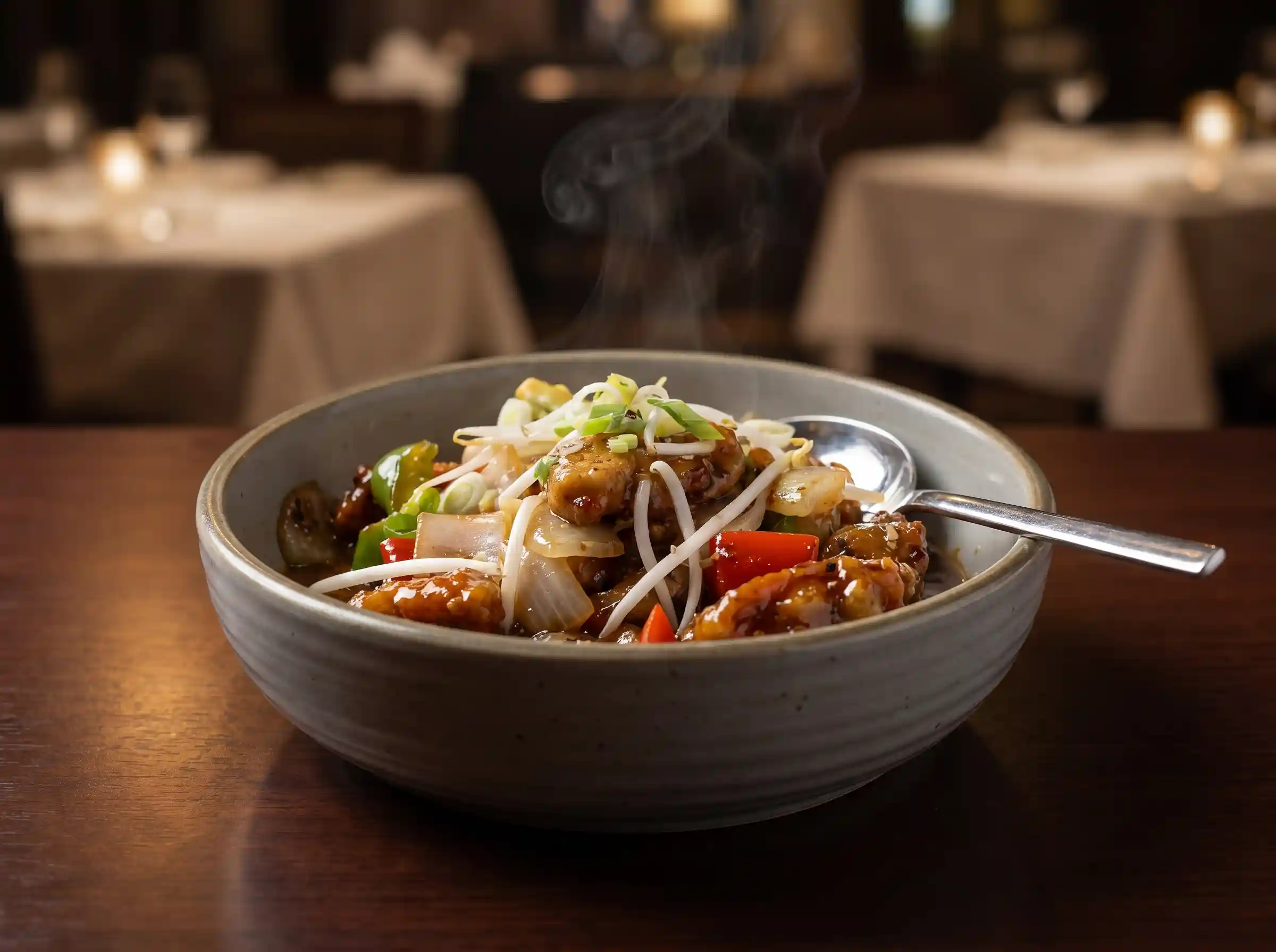 Thai red curry with bamboo shoots and kaffir lime leaves