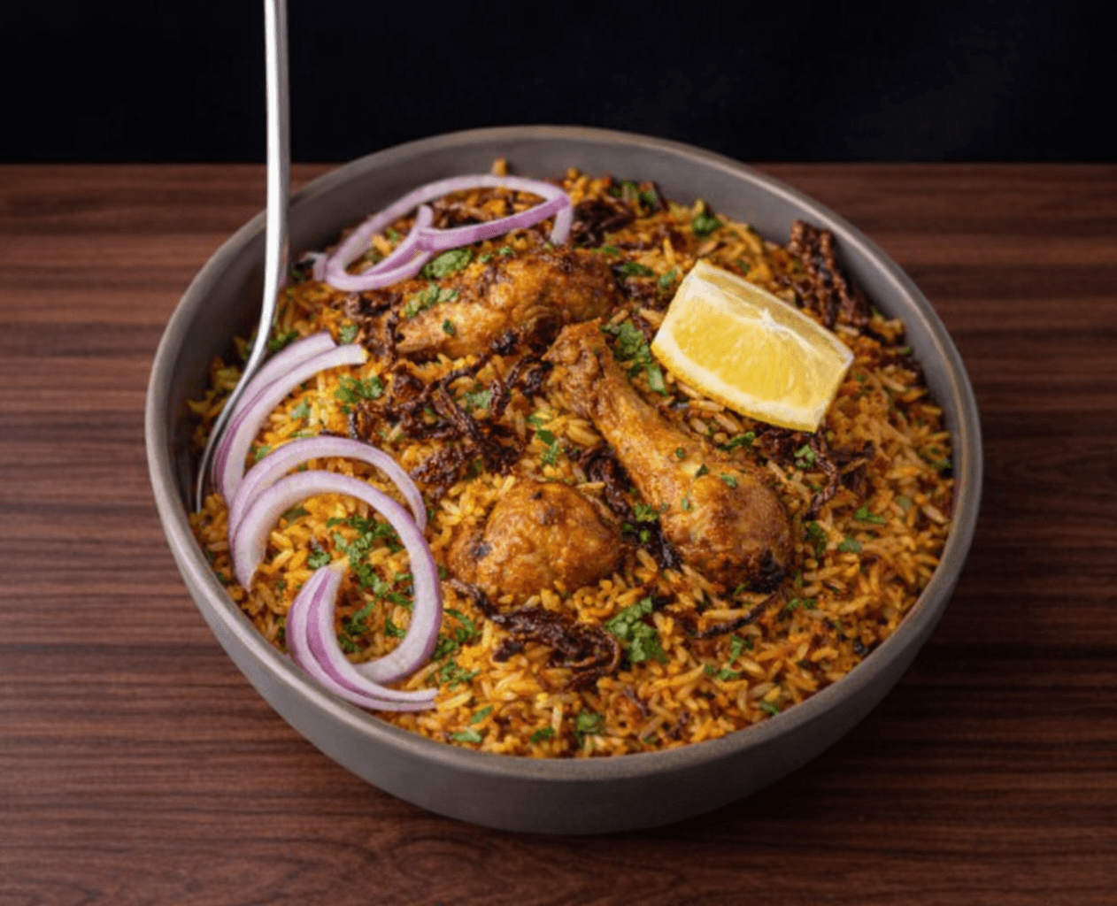Vegetable biryani with whole spices, nuts and fragrant basmati